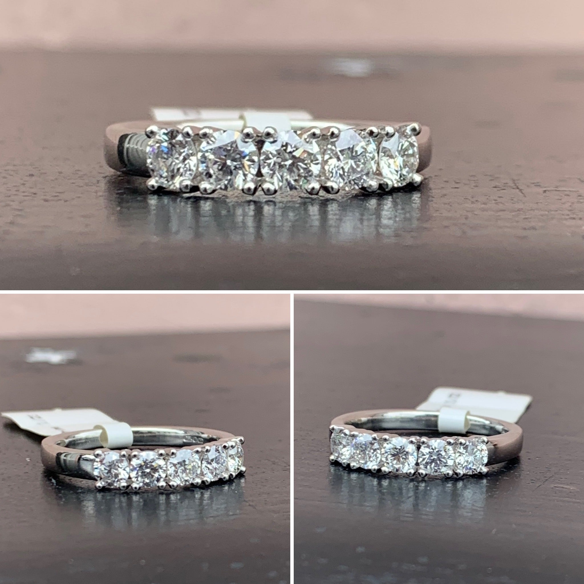 Five Stone Platinum Diamond Ring  0.93ct