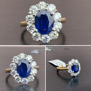 Sapphire Ring with Diamond Surround