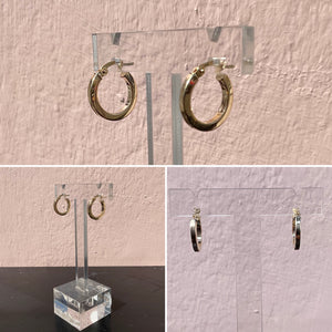 Yellow Gold Square Tube Round Hoop Earrings