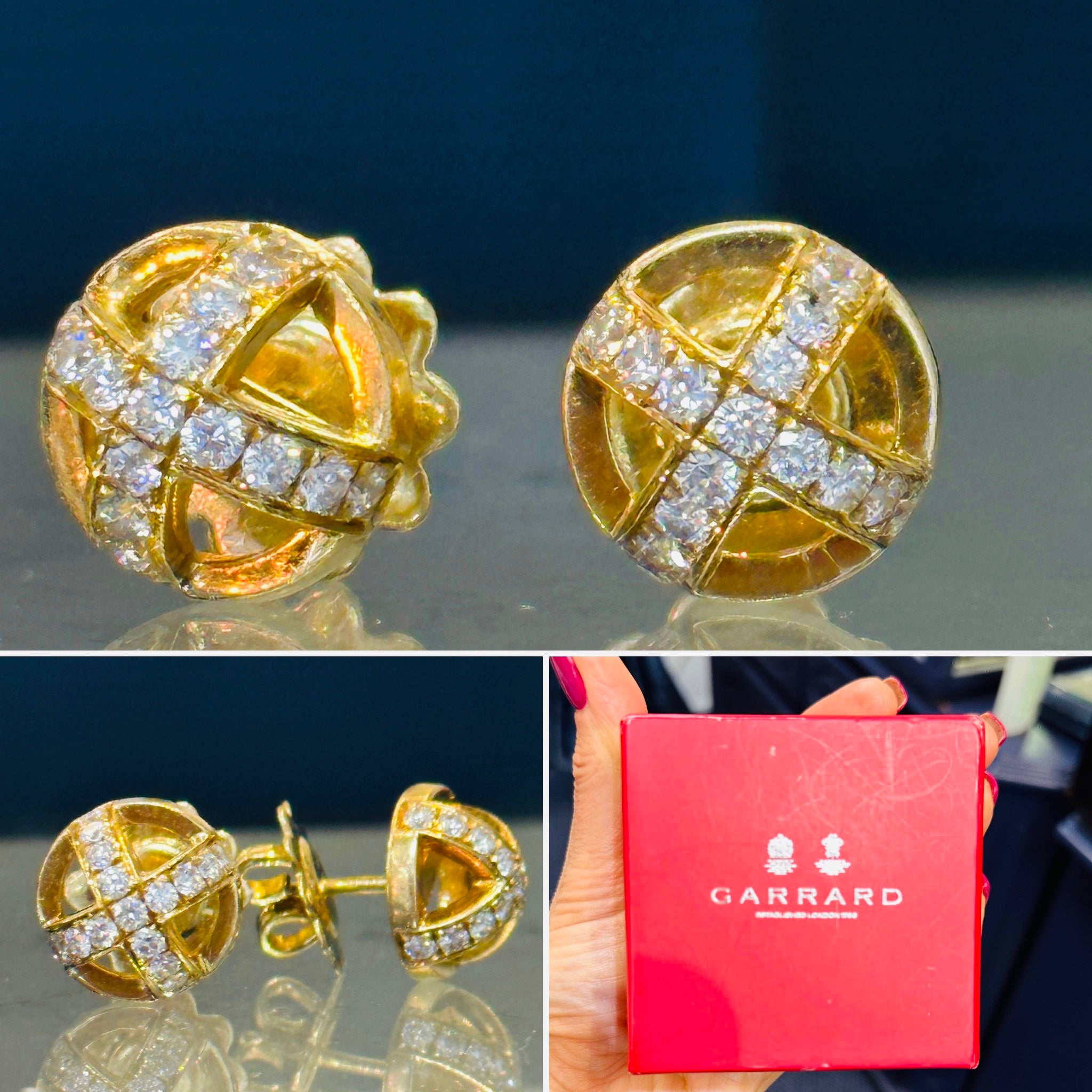 18ct Garrards Gold Diamond Earrings