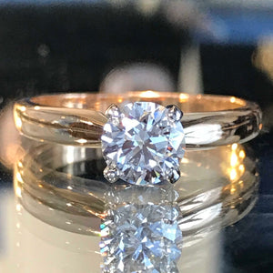 The Tiffany: Round Brilliant Cut Diamond on and 18k Rose Gold Band