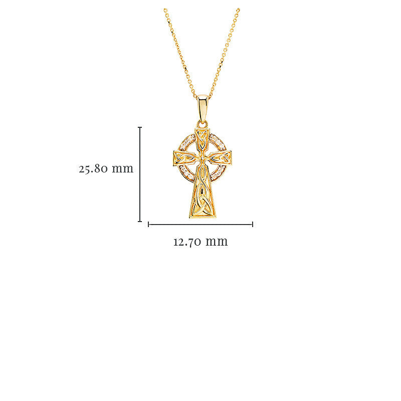 Gold and Diamond Celtic Cross Necklace