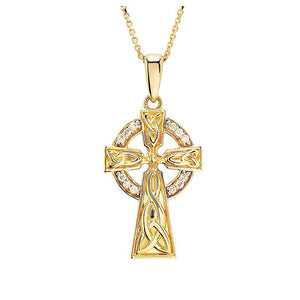 Gold and Diamond Celtic Cross Necklace