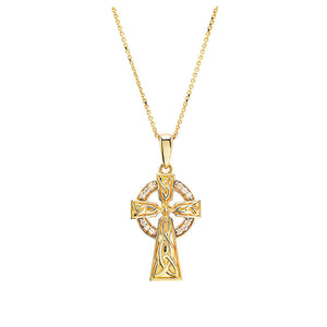 Gold and Diamond Celtic Cross Necklace