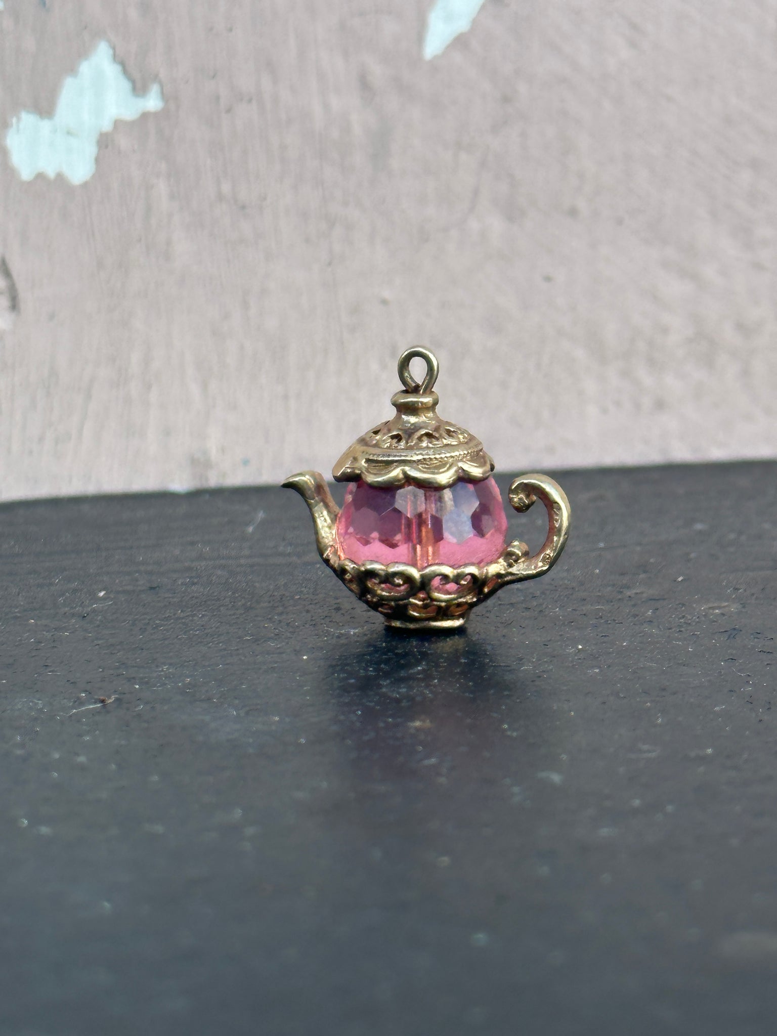 Ornate Teapot Gold Charm