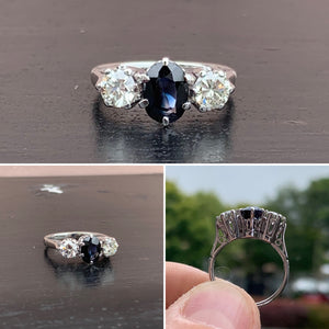 Vintage Ornate Gallery Sapphire Ring