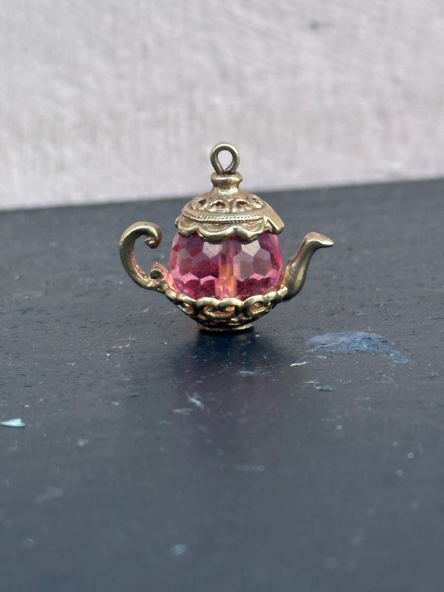 Ornate Teapot Gold Charm