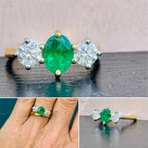 Emerald Three Stone Ring