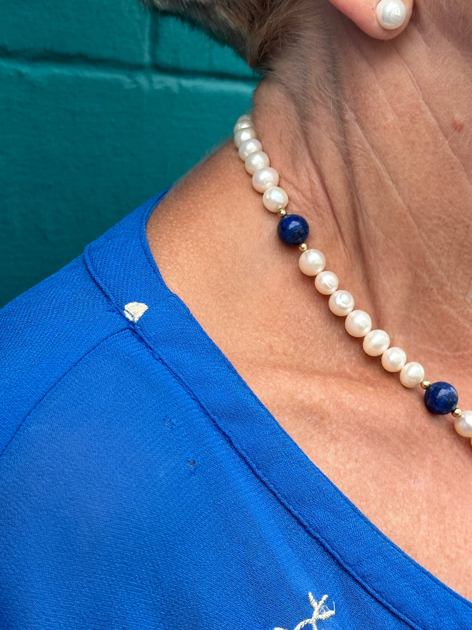 Pearl Strand with Lapis