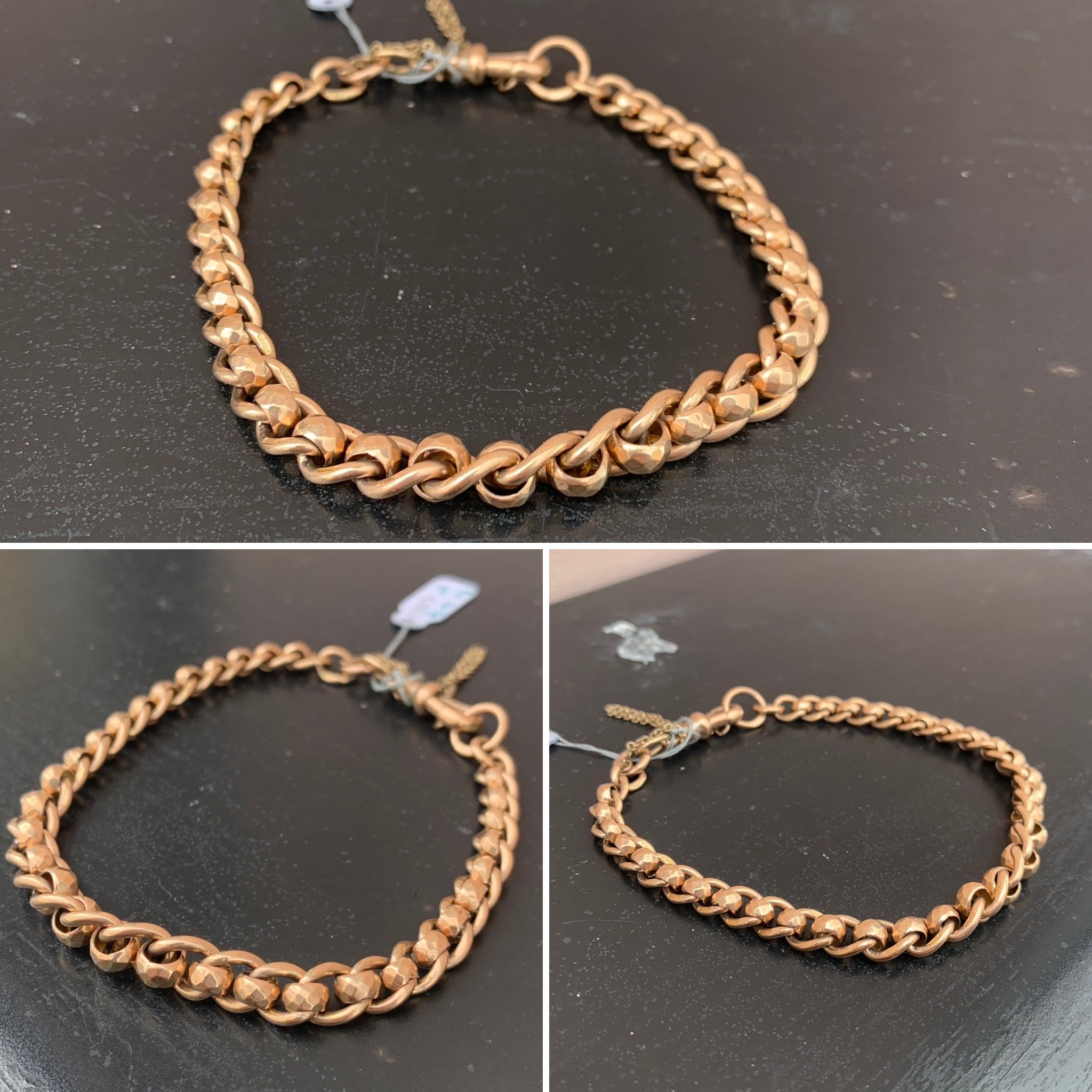 9ct Rose Gold Rollerball Bracelet