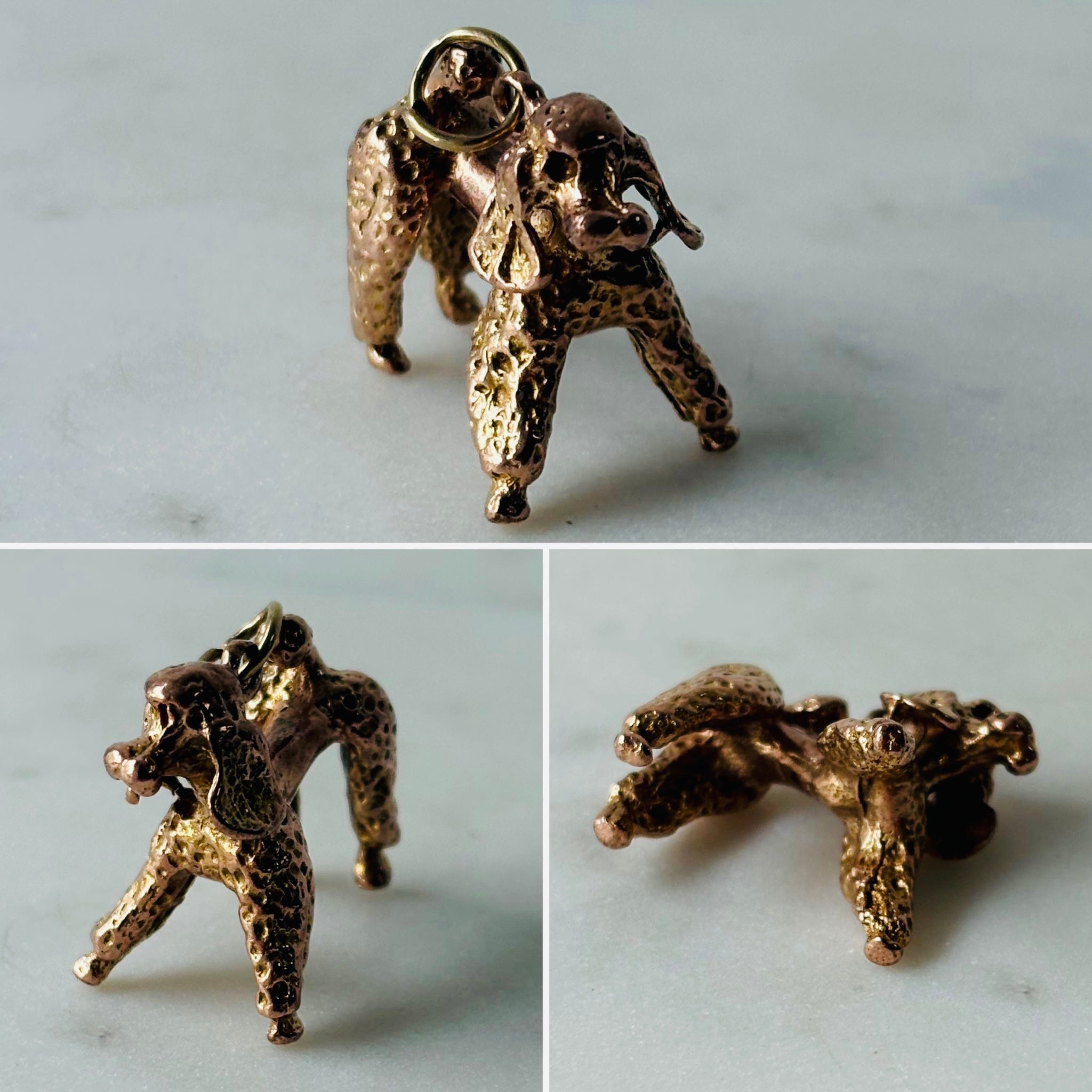 Vintage Gold Poodle Charm