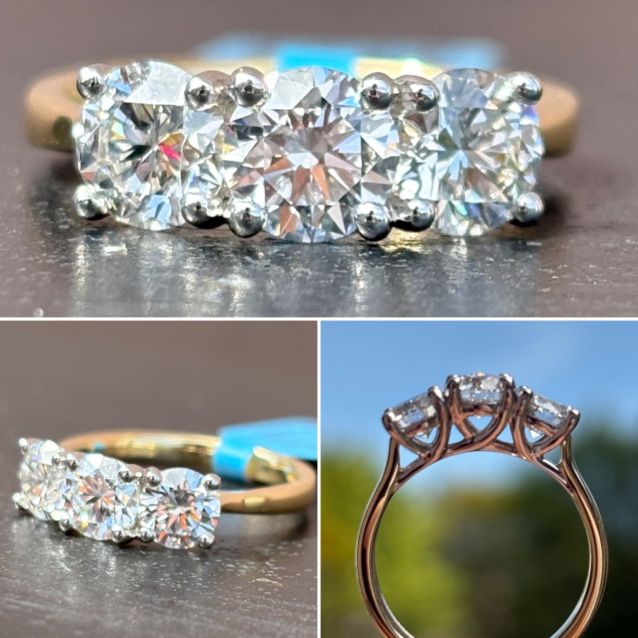 Three stone 2.92 ct