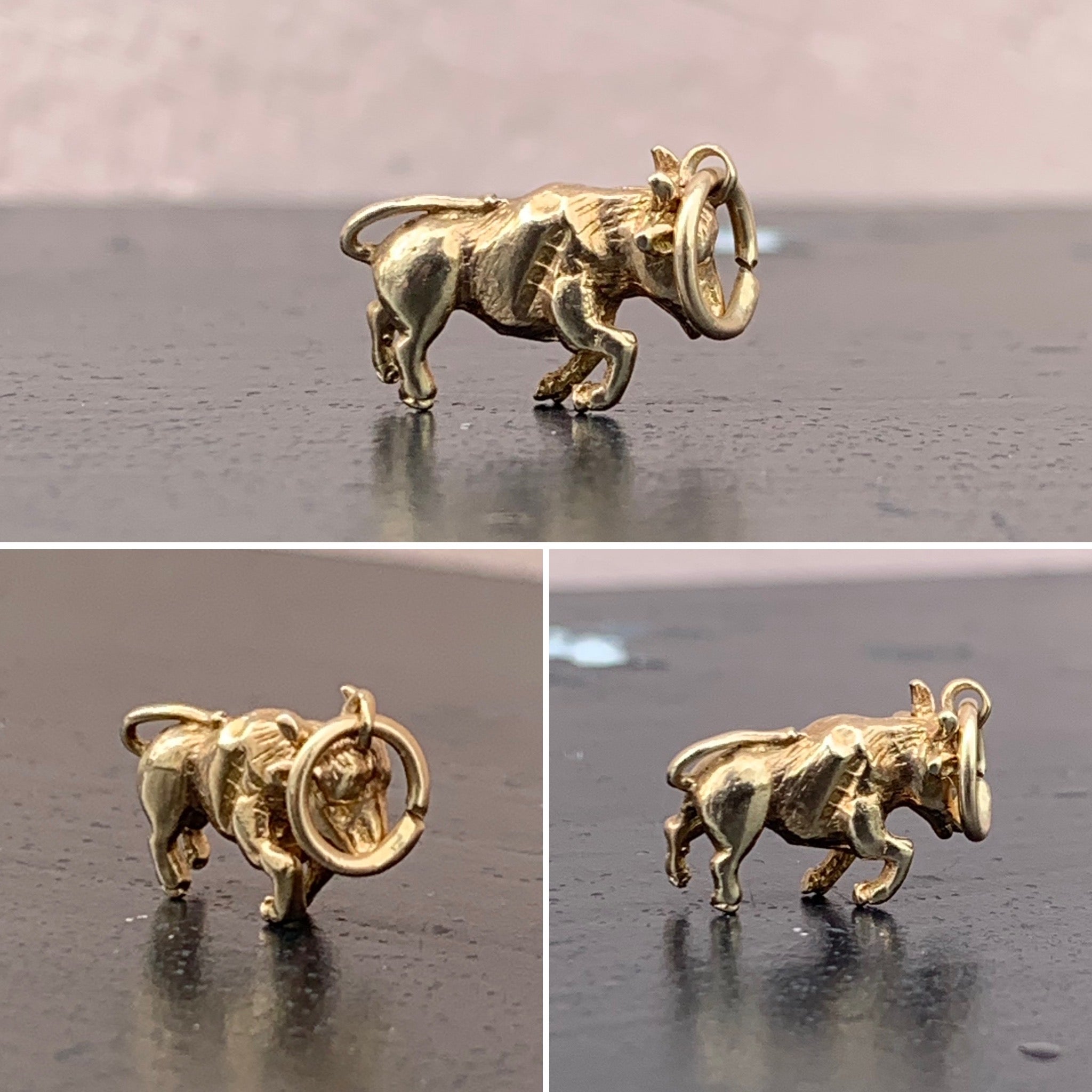 Yellow Gold Bull Charm