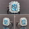 Aquamarine and Diamond Cluster Ring