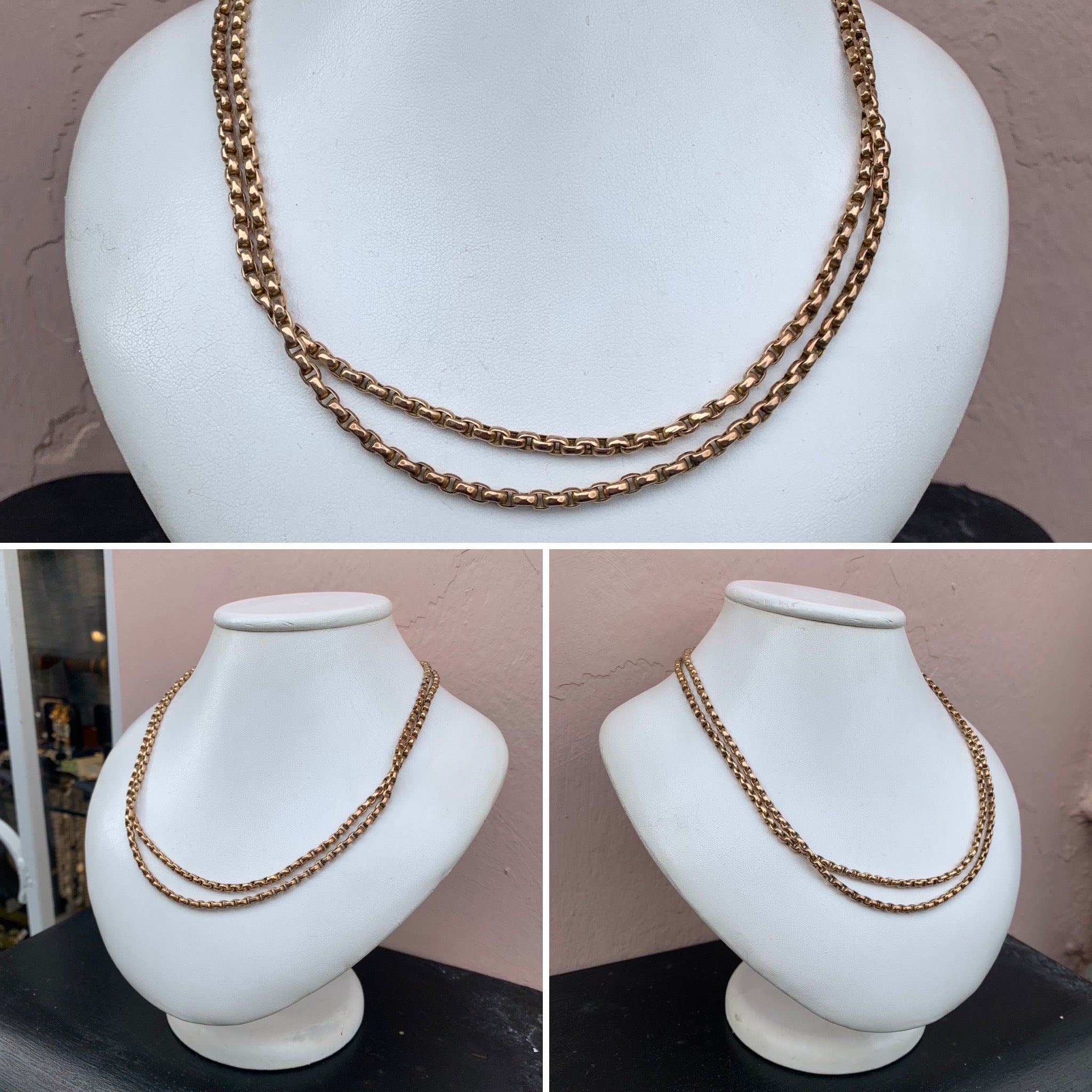 Victorian 9ct rose gold longguard chain