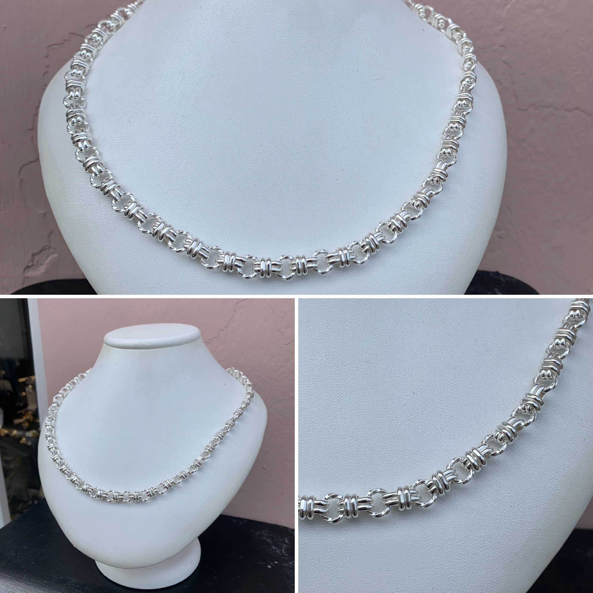 Silver Handmade Circle Belt Link Chain