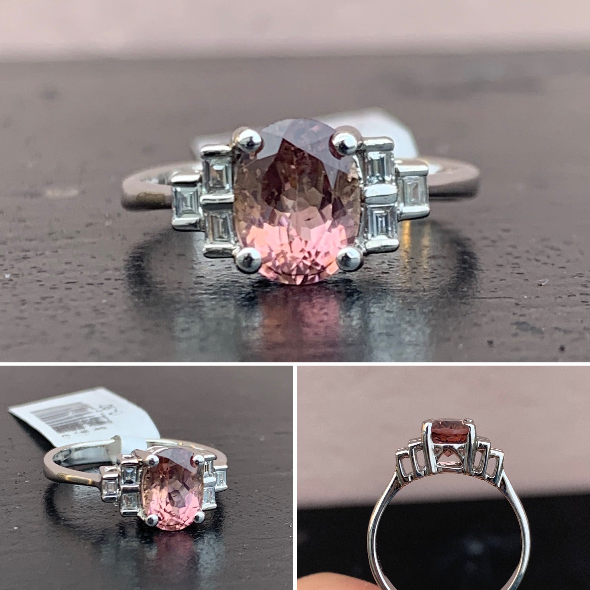 Pink Topaz and Diamond White Gold Ring