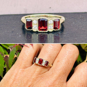 Garnet Yellow Gold Eternity Ring