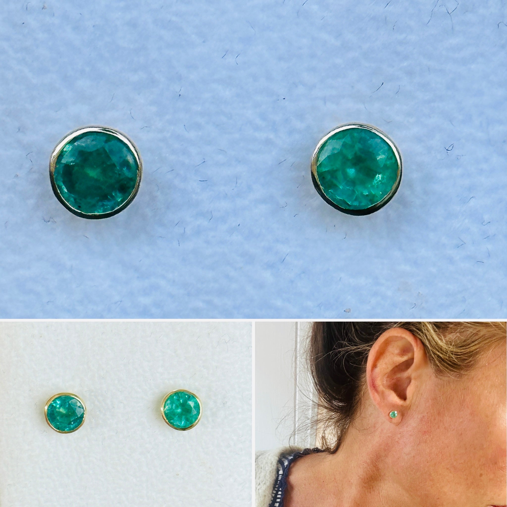 Emerald & Gold Stud Earrings