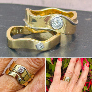 1980s Gold & Diamond Engagement Ring Set