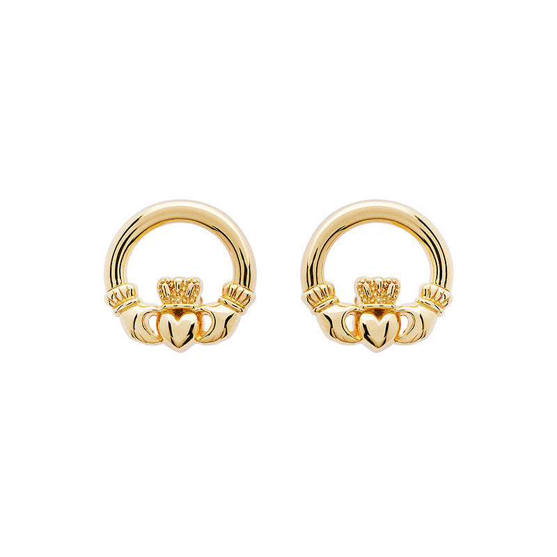 Gold Vermeil Claddagh Stud Earrings