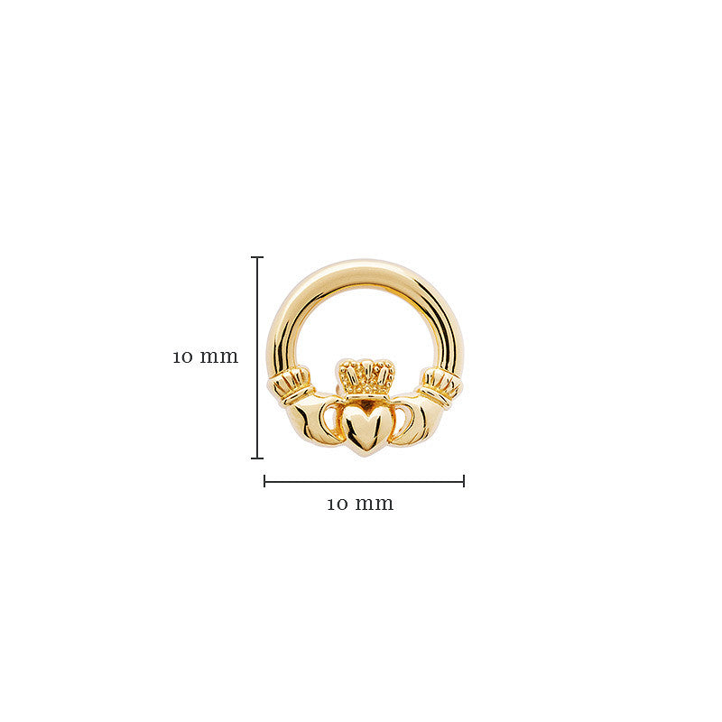 Gold Vermeil Claddagh Stud Earrings