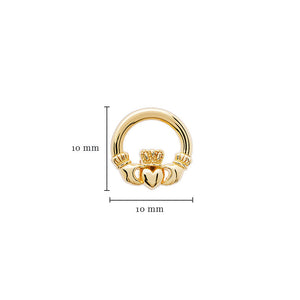 Gold Vermeil Claddagh Stud Earrings