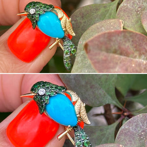 Tsavorite Bird Brooch