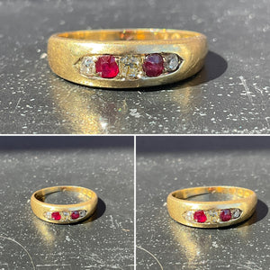 Ruby and Diamond Wedding Band with Yellow Gold