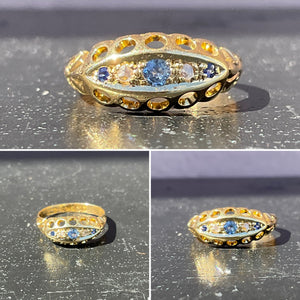 Victorian Yellow Gold Ring with Sapphire and Diamond Ring
