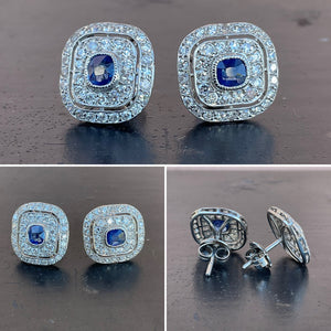 Sapphire and Diamond White Gold Earrings