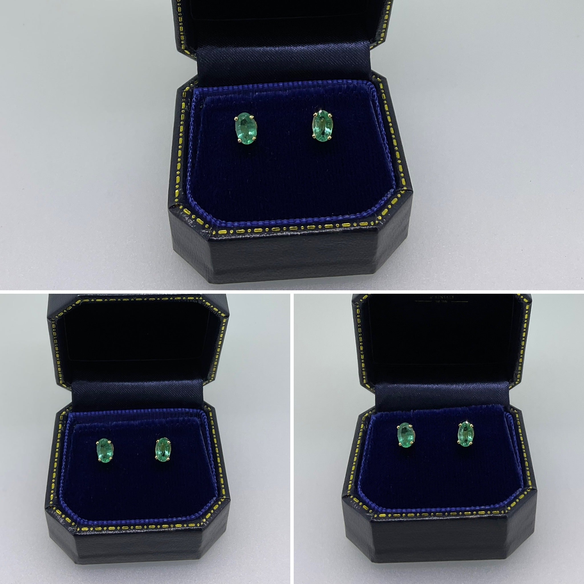 Emerald Oval Claw Earrings