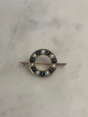 Pearl Agate  Diamond Brooch