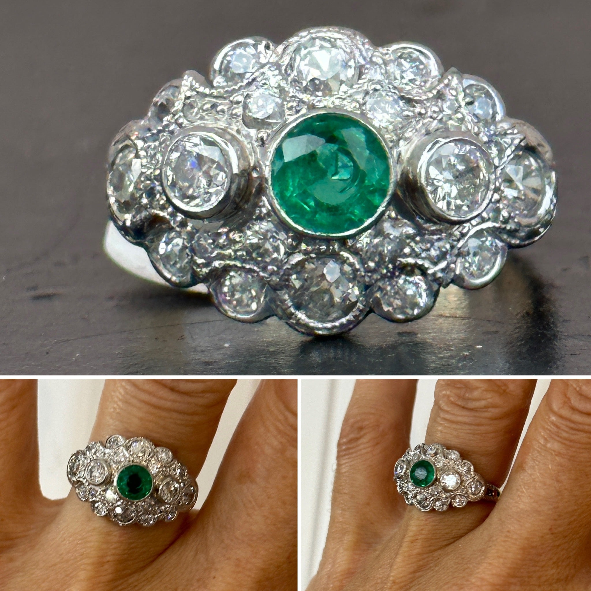 Emerald Deco BOMBE ring