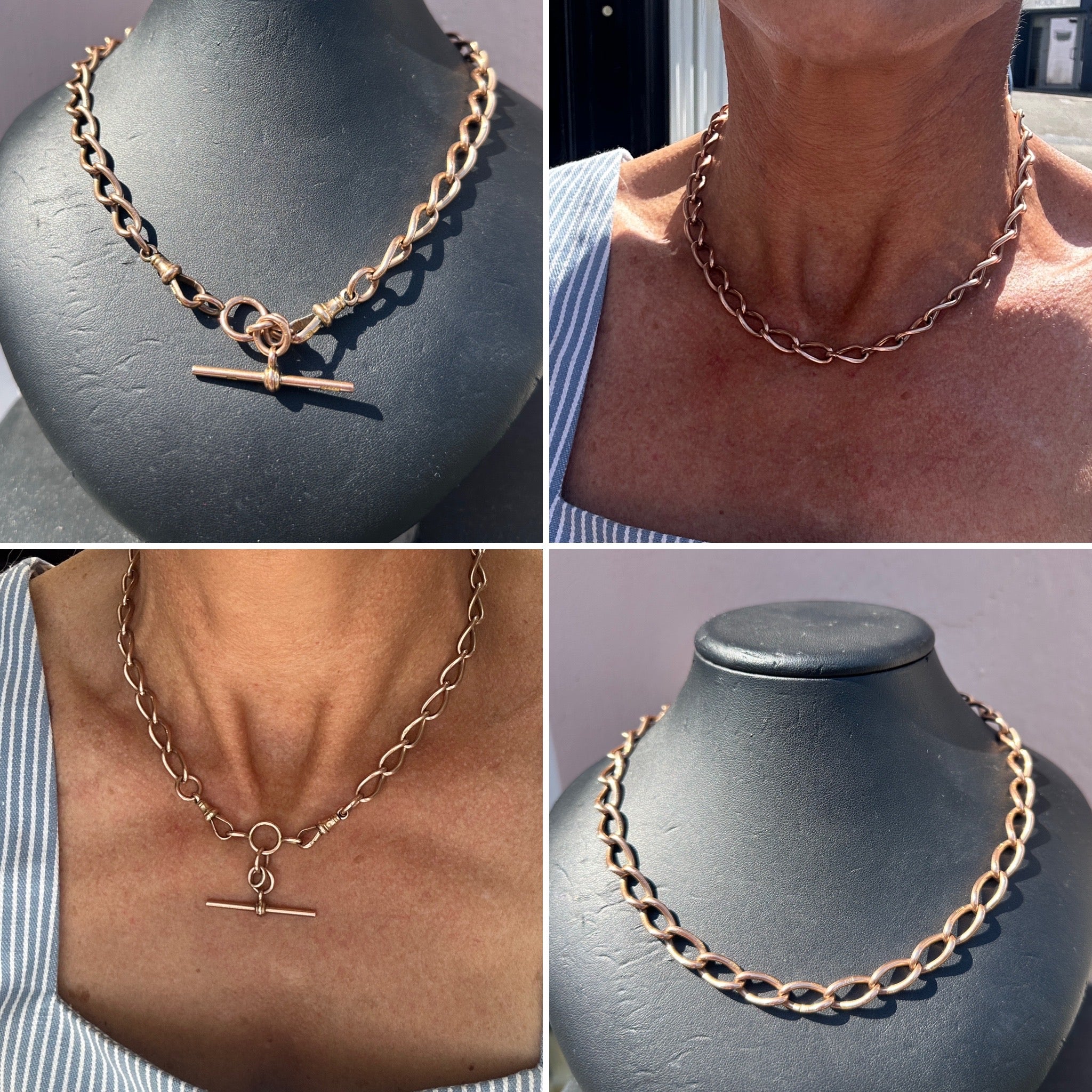 Gold Open Link Watch Chain