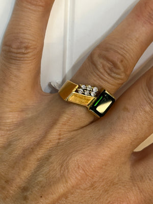 Green Tourmaline and Diamond Ring