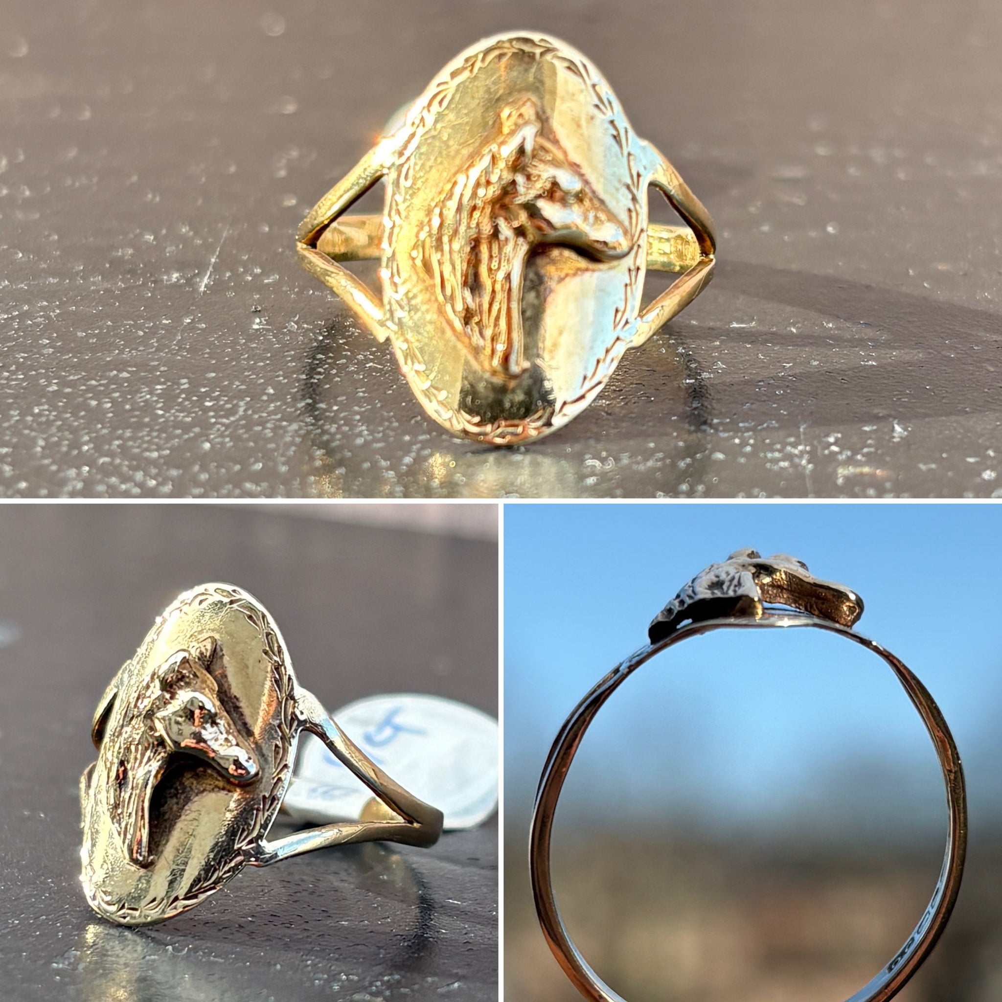 Vintage Gold Horse Design Signet Ring