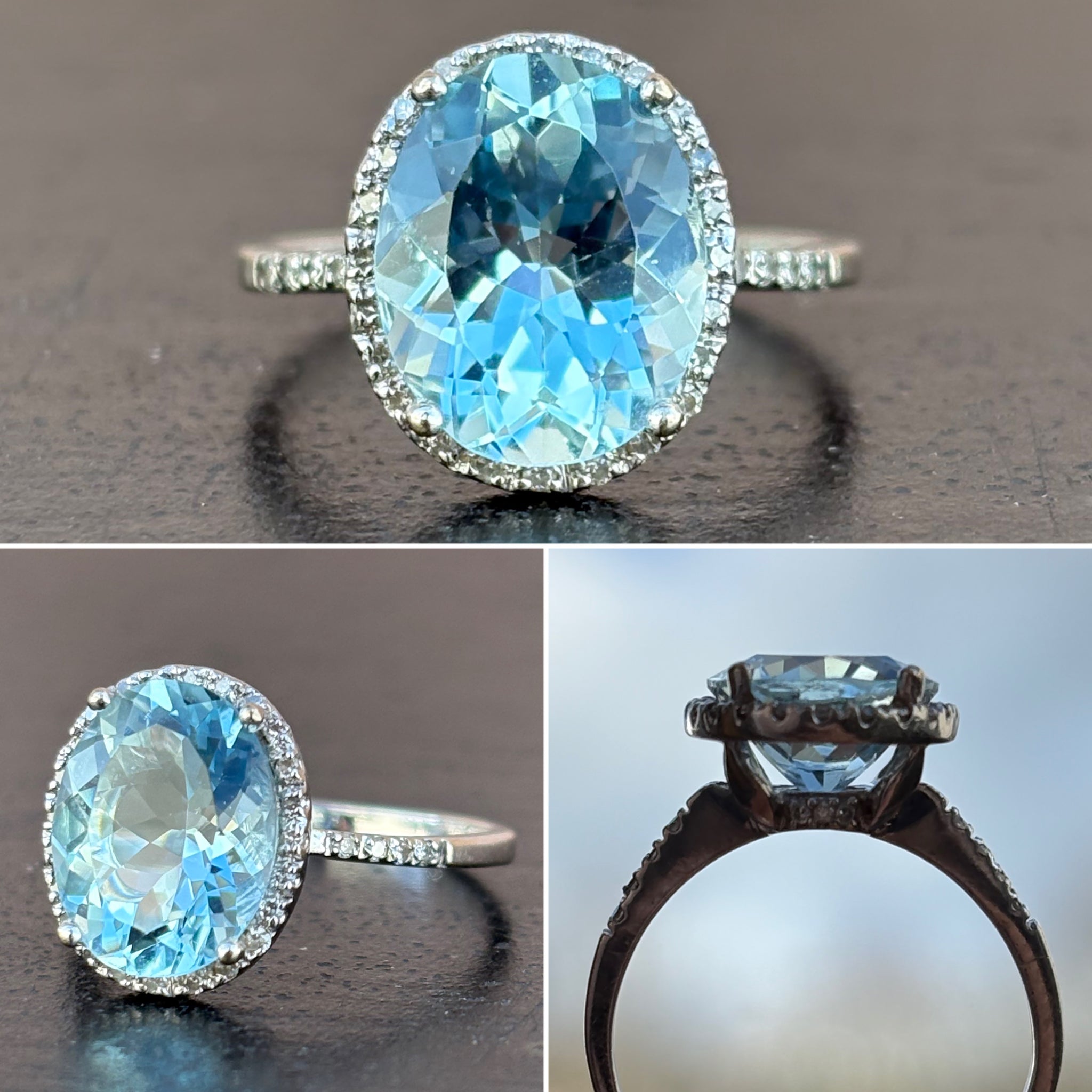 Aquamarine and White Gold Ring