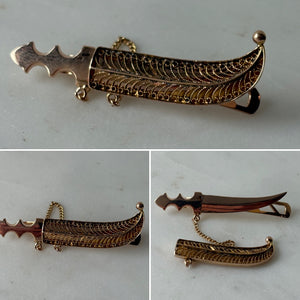 Heavy Rose Gold Sword Style Brooch