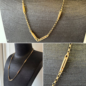 Bar and Chain Link Gold Necklace