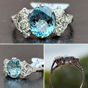 Aquamarine and Diamond Ring