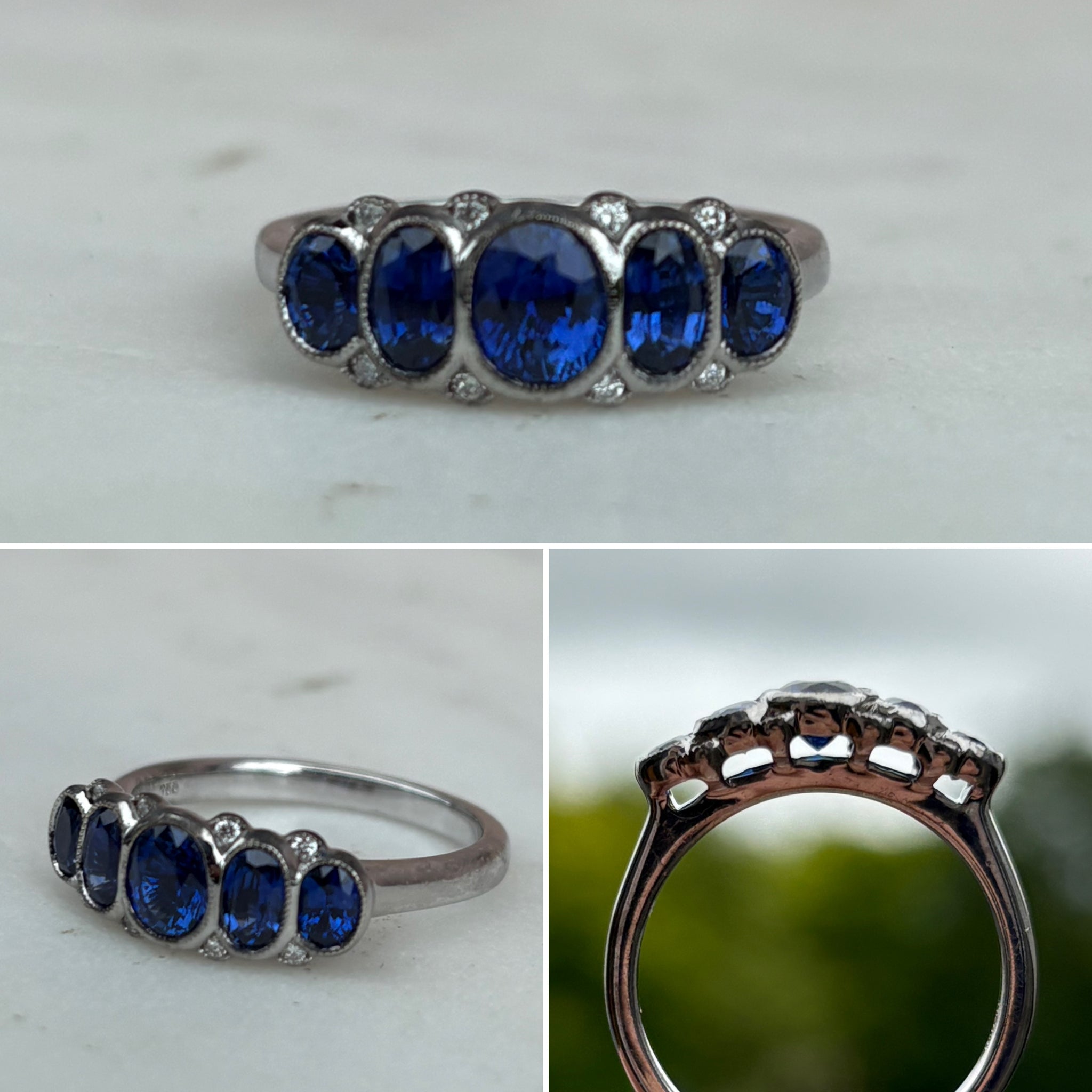 Sapphire and Diamond 5 Stone Ring