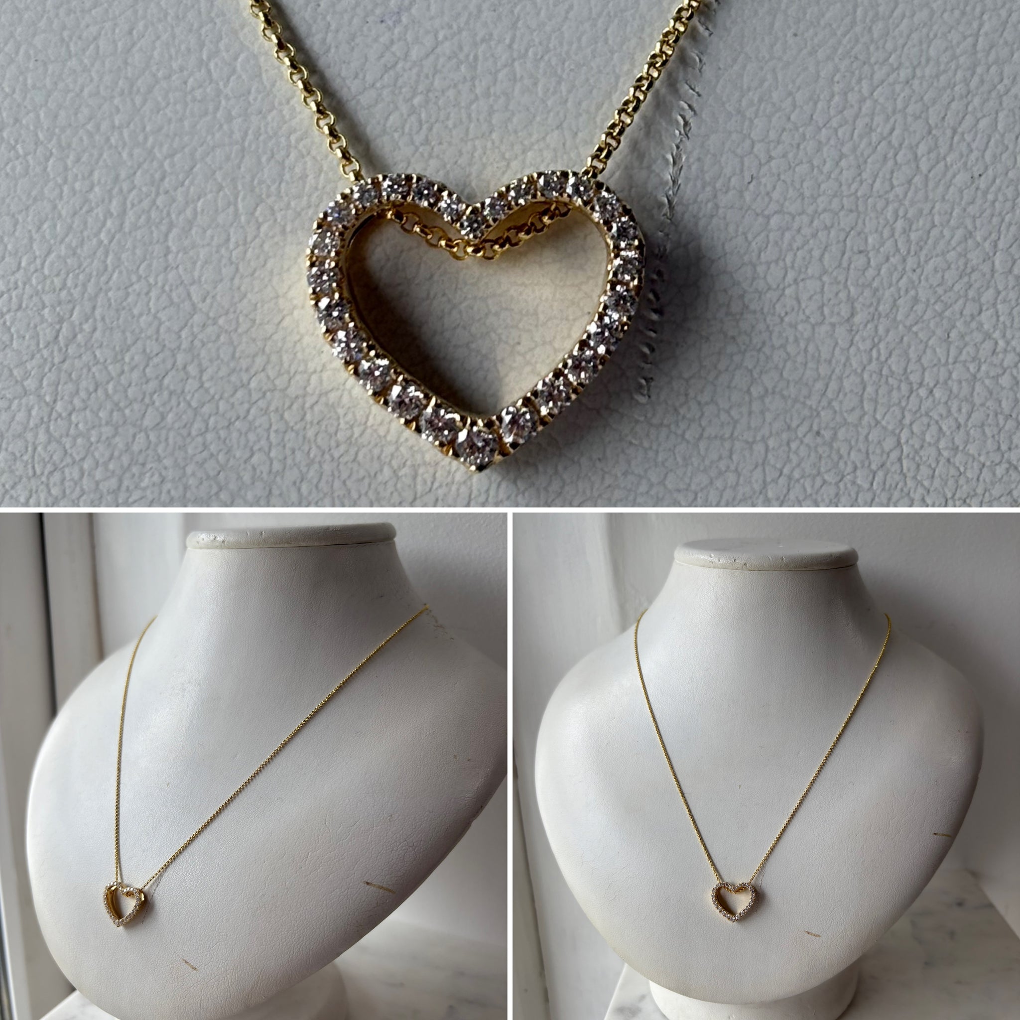 Diamond and Gold Heart Shaped Necklace