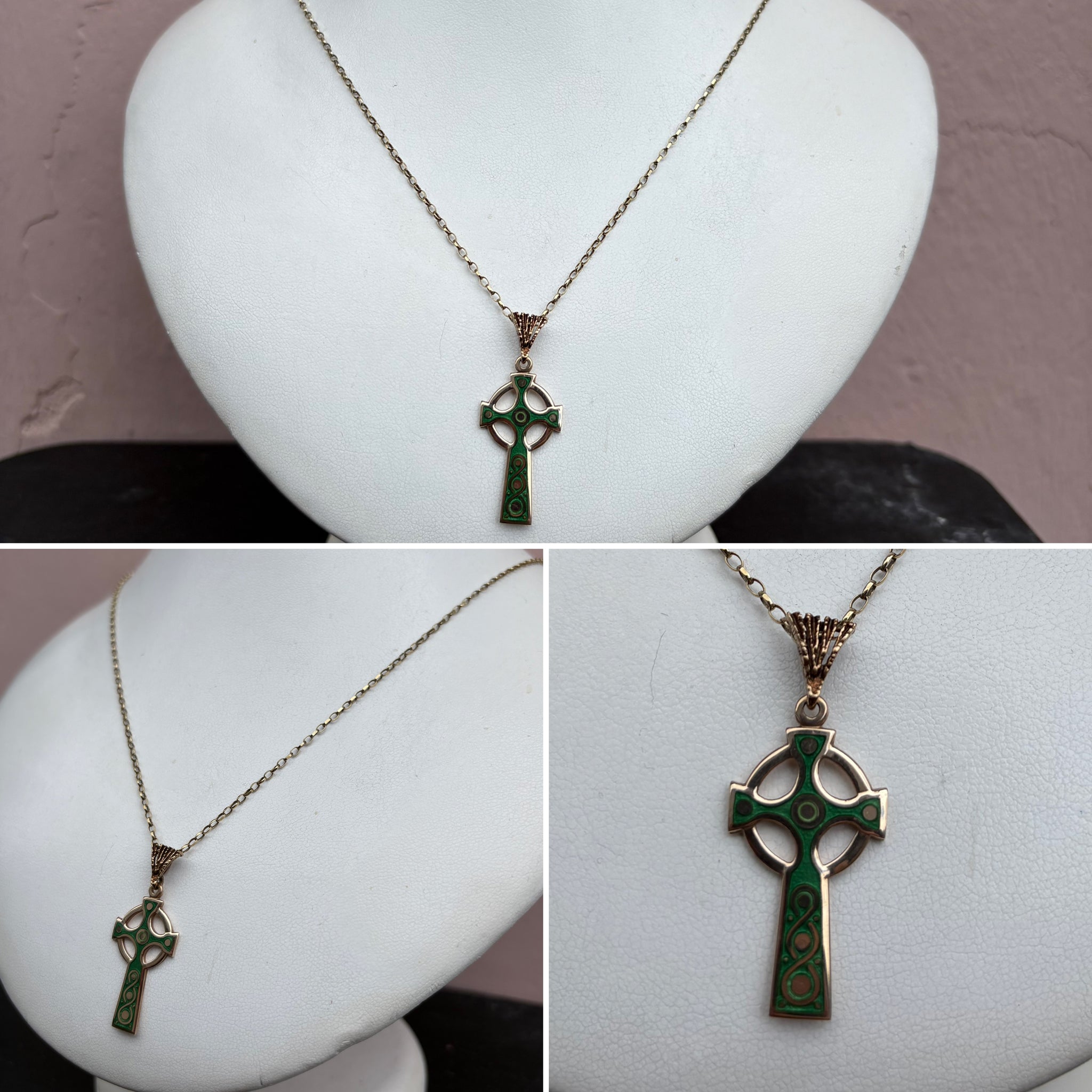 Gold and Celtic Enamel Cross Necklace