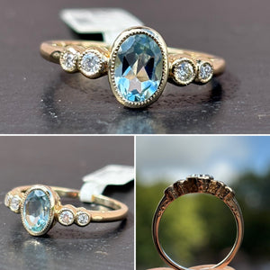 Aquamarine and Diamond Ring