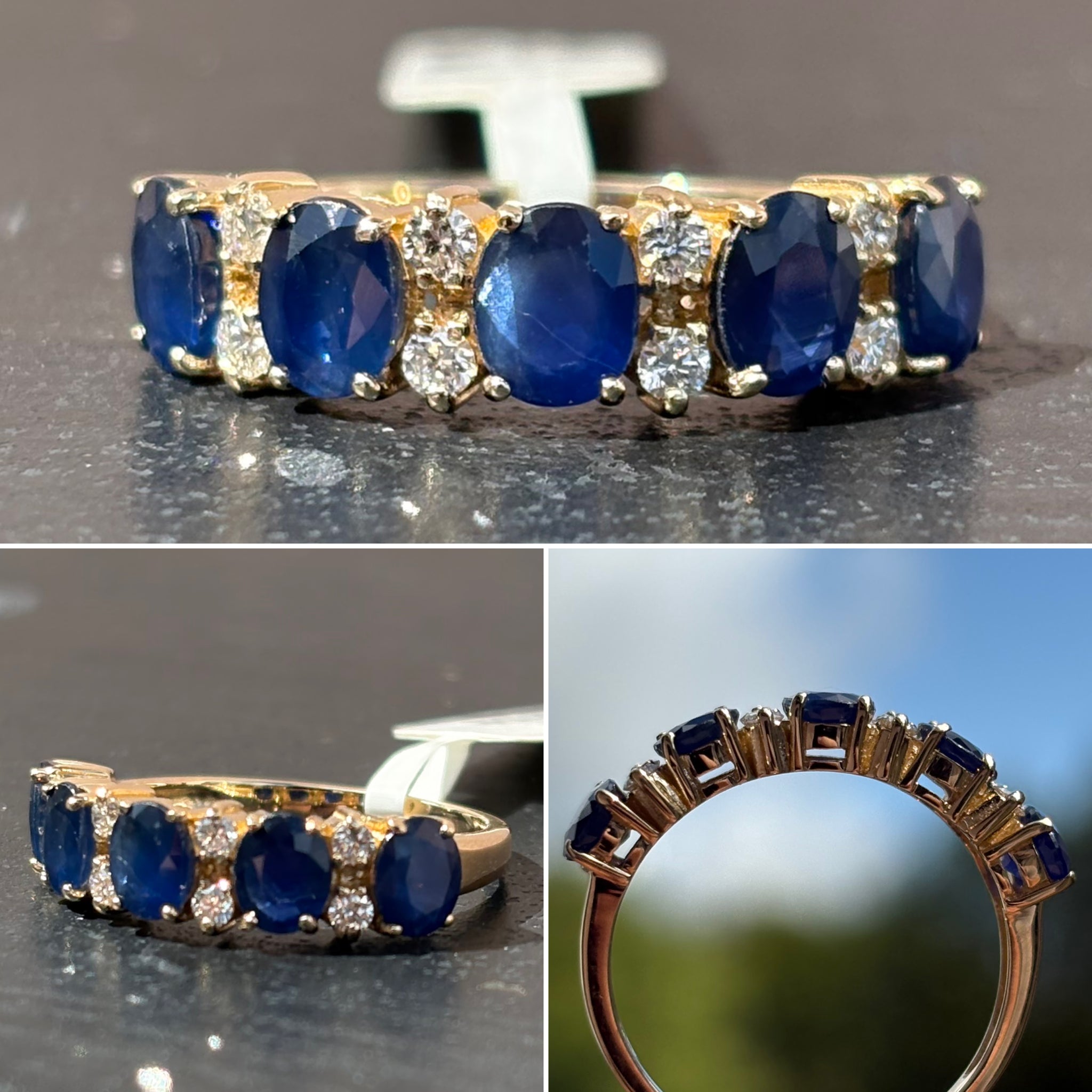 5 Stone Sapphire and Diamond Ring