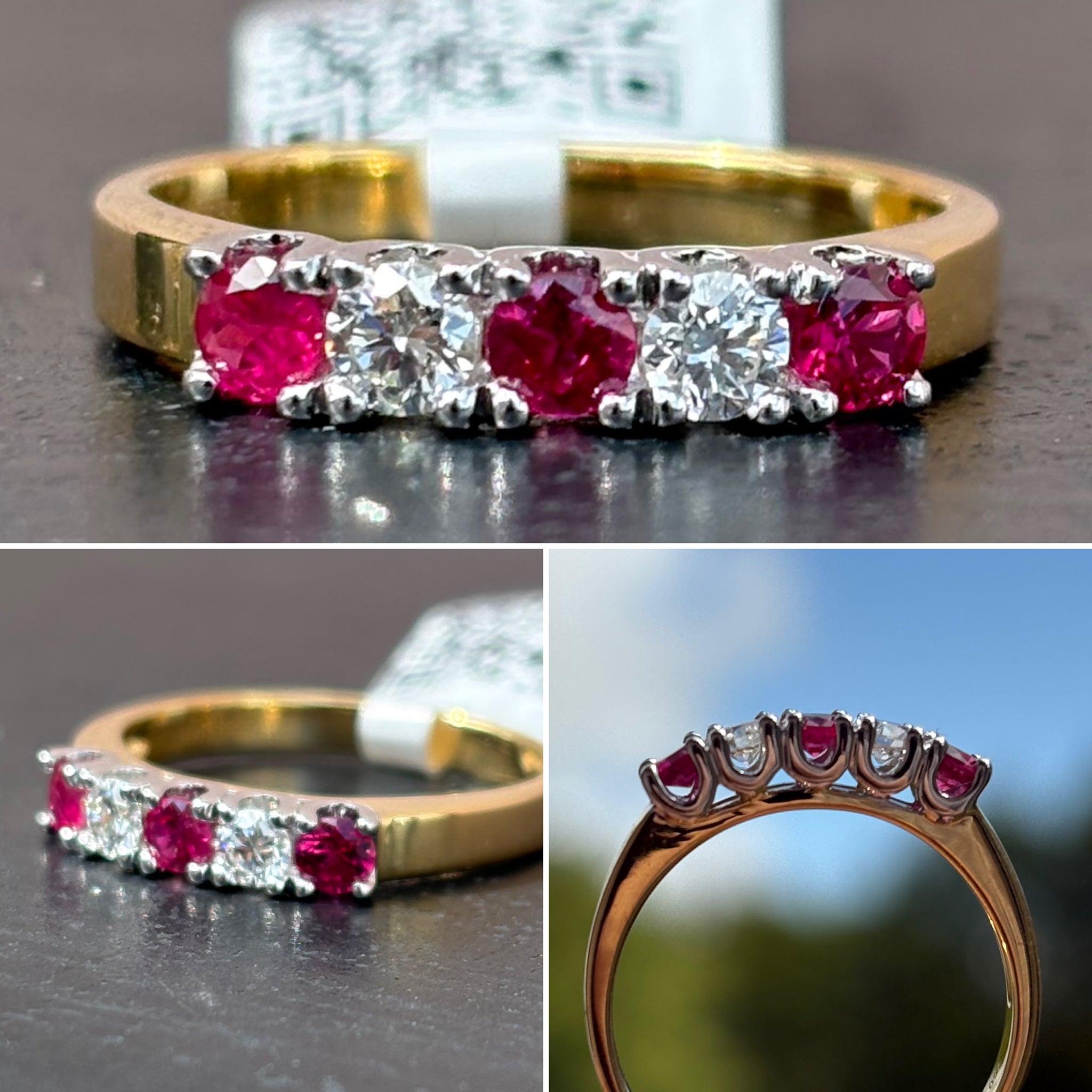 5 Stone Ruby and Diamond Ring