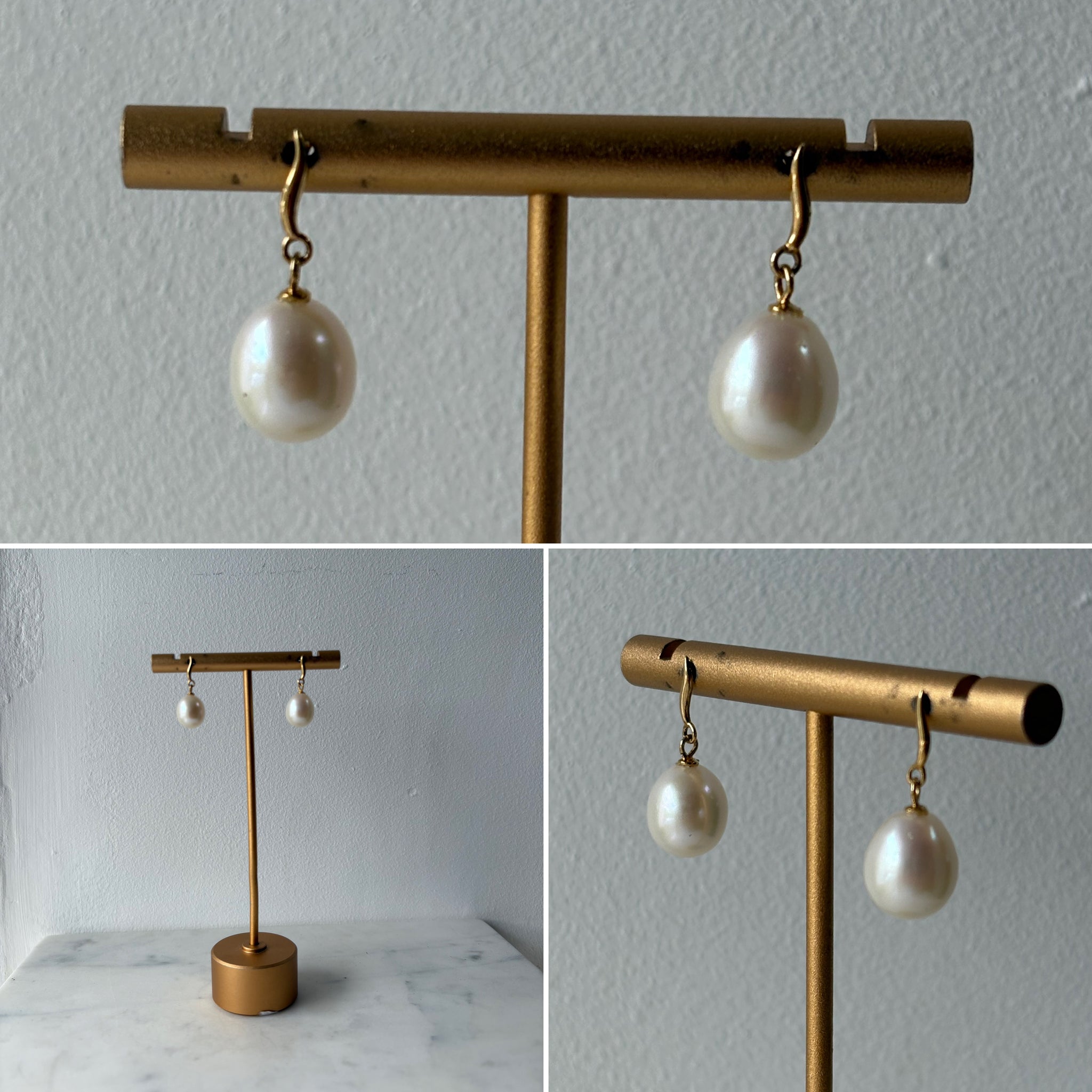 Pearl and Gold Drop Earrings