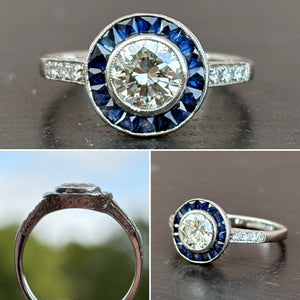 Sapphire and Diamond Cluster Ring