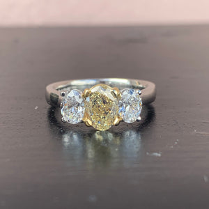 Argyle Yellow Diamond and Platinum Engagement Ring